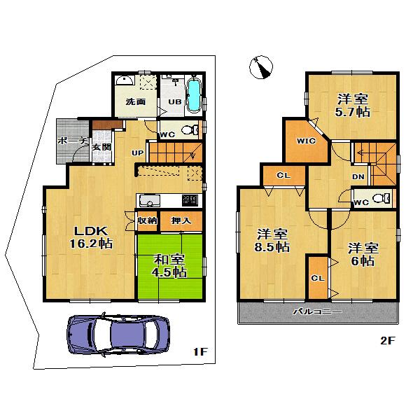 Building plan example (floor plan). 4LDK plan example Land and buildings set price 26,630,000 yen Building area 98.41 sq m