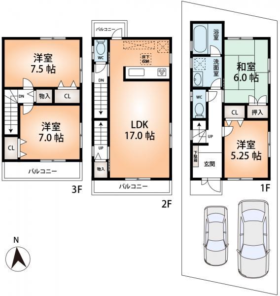 Floor plan. 27.3 million yen, 4LDK, Land area 80.35 sq m , Building area 103.53 sq m floor plan