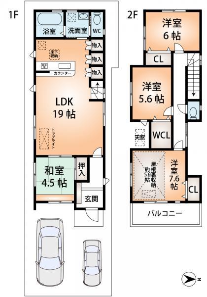 Floor plan. 39,800,000 yen, 4LDK, Land area 102.69 sq m , Building area 101.73 sq m