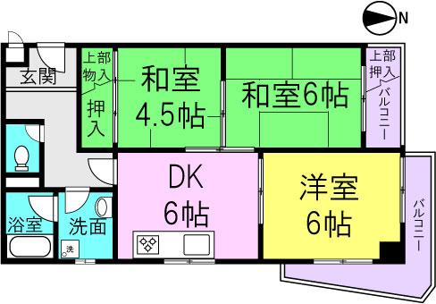 Floor plan. 3DK, Price 7.8 million yen, Occupied area 50.26 sq m , Balcony area 4.95 sq m
