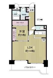 Floor plan. 1LDK, Price 11.4 million yen, Occupied area 49.14 sq m , Good balcony area 9.04 sq m usability 1LDK
