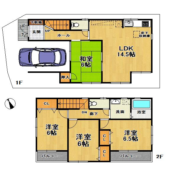 Floor plan. 32,800,000 yen, 4LDK, Land area 86.28 sq m , Building area 98.41 sq m