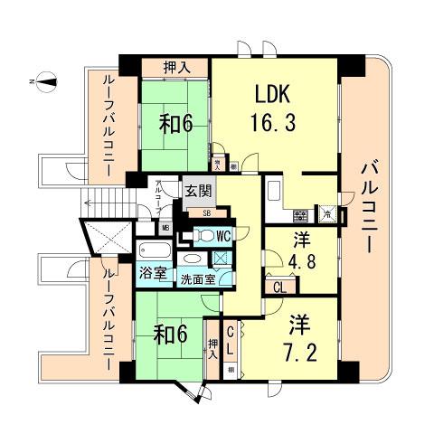 Floor plan. 4LDK, Price 39,800,000 yen, Occupied area 92.54 sq m , Balcony area 20.1 sq m