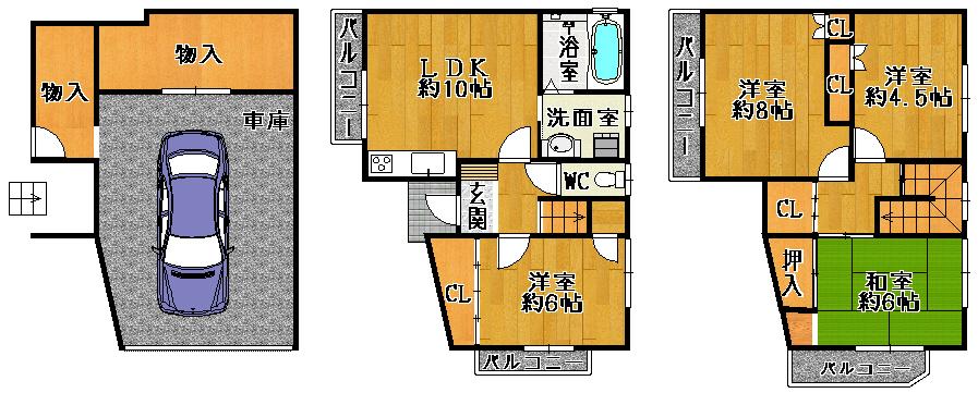 Floor plan. 18,700,000 yen, 4LDK, Land area 60.71 sq m , Building area 115.49 sq m