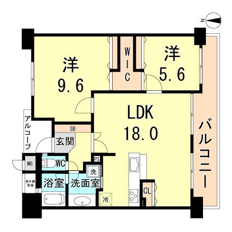 Floor plan. 2LDK, Price 23.8 million yen, Occupied area 71.14 sq m , Balcony area 14.72 sq m