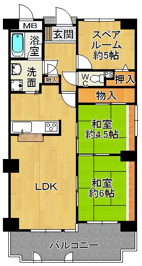 Floor plan. 3LDK, Price 15.8 million yen, Occupied area 72.45 sq m , Balcony area 9.14 sq m