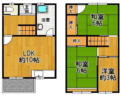 Floor plan. 3LDK, Price 4.6 million yen, Occupied area 57.67 sq m
