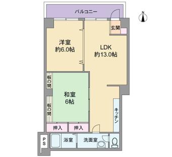 Floor plan. 2LDK, Price 9.2 million yen, Occupied area 54.92 sq m , Balcony area 9.3 sq m floor plan