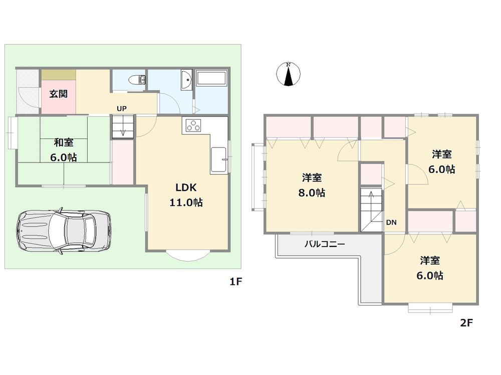 Floor plan. 26,800,000 yen, 4LDK, Land area 73.94 sq m , Building area 89.1 sq m 4LDK Each room storage is rich