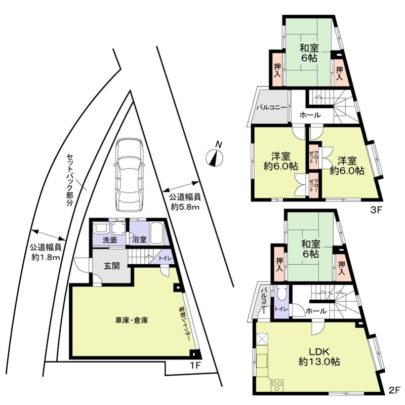 Floor plan. 19,800,000 yen, 4LDK, Land area 53.55 sq m , Building area 114.27 sq m