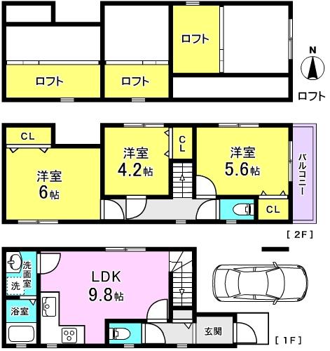 Floor plan. 17,900,000 yen, 3LDK, Land area 50.61 sq m , Building area 72.54 sq m