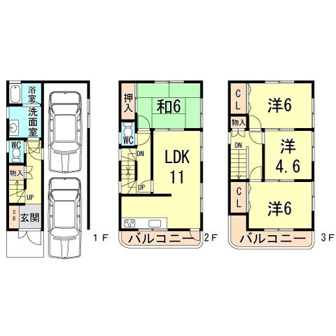 Floor plan. 21,800,000 yen, 4LDK, Land area 62.19 sq m , Building area 109.89 sq m
