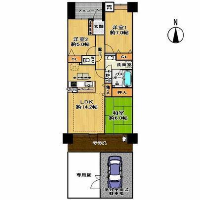 Floor plan. 3LDK, Price 27,800,000 yen, Occupied area 70.22 sq m