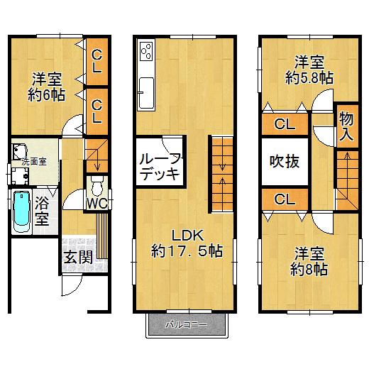 Floor plan. 19,800,000 yen, 3LDK, Land area 50.09 sq m , Building area 98.71 sq m floor plan