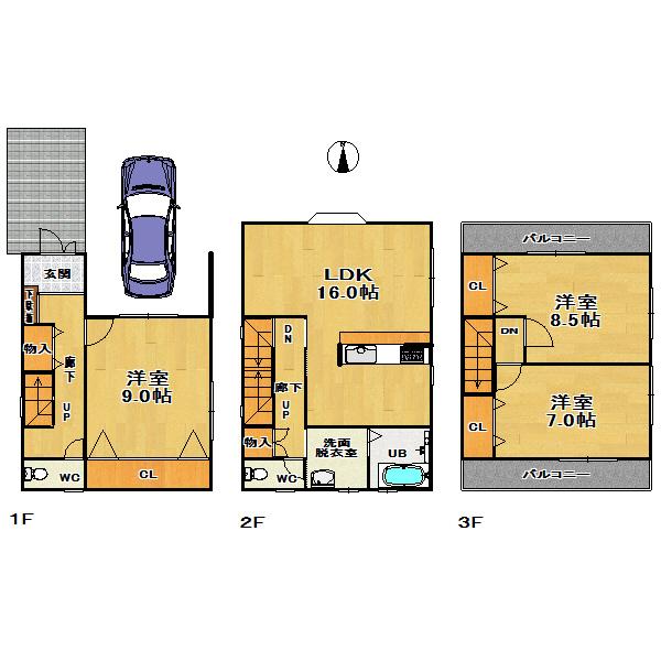 Floor plan. 26,900,000 yen, 3LDK, Land area 70.16 sq m , Building area 114.73 sq m