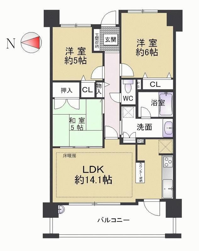 Floor plan. Is a condominium apartment with no facility has been enhanced Balcony is west