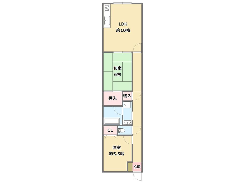 Floor plan. 2LDK, Price 14.8 million yen, Occupied area 54.12 sq m , Balcony area 5.48 sq m
