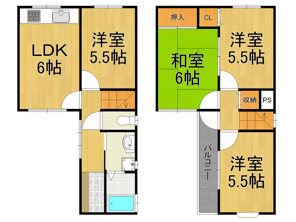 Floor plan. 24,800,000 yen, 4DK, Land area 62.17 sq m , Building area 71.23 sq m