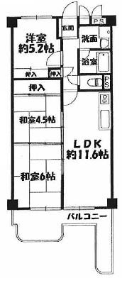 Floor plan. 3LDK, Price 12 million yen, Occupied area 60.84 sq m , Balcony area 10.09 sq m