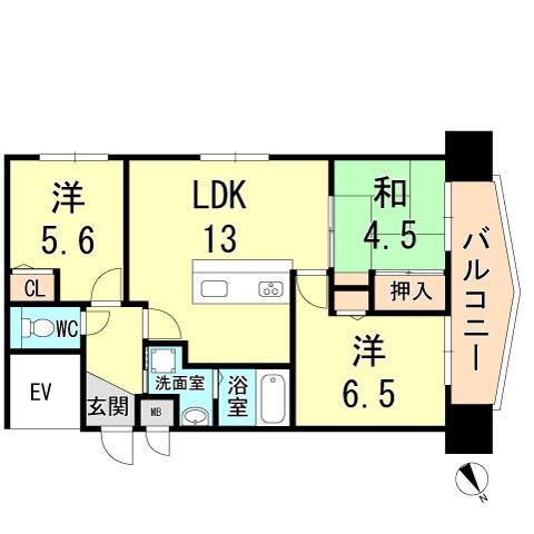 Floor plan. 3LDK, Price 17.8 million yen, Footprint 62.5 sq m , Balcony area 7.75 sq m