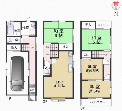 Floor plan. 14.8 million yen, 4LDK, Land area 45.98 sq m , You can you live immediately in building area 96.53 sq m renovated