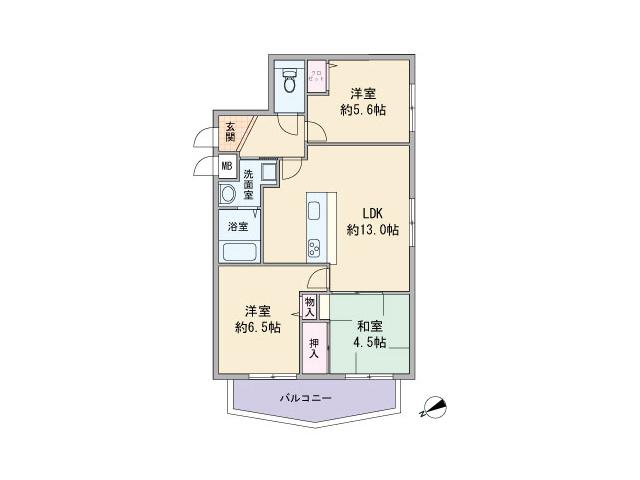 Floor plan. 3LDK, Price 17.8 million yen, Footprint 62.5 sq m , Balcony area 7.75 sq m floor plan