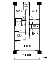Floor: 3LDK, occupied area: 75.44 sq m, Price: 25,632,000 yen
