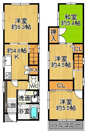 Floor plan. 14.8 million yen, 4DK, Land area 45.9 sq m , Building area 62.85 sq m