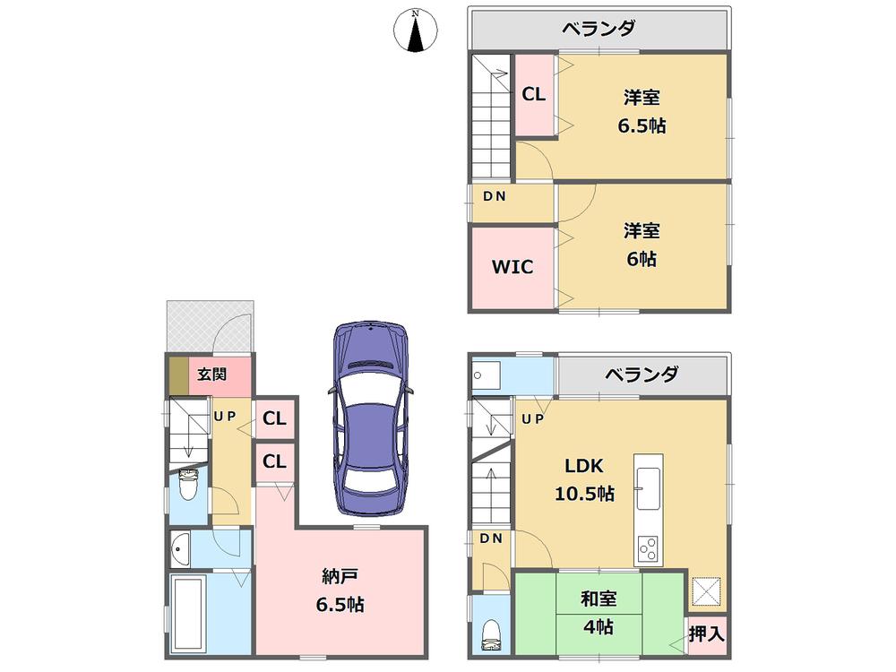 Floor plan. 22.5 million yen, 4LDK, Land area 52.02 sq m , Building area 94.63 sq m 3SLDK + garage