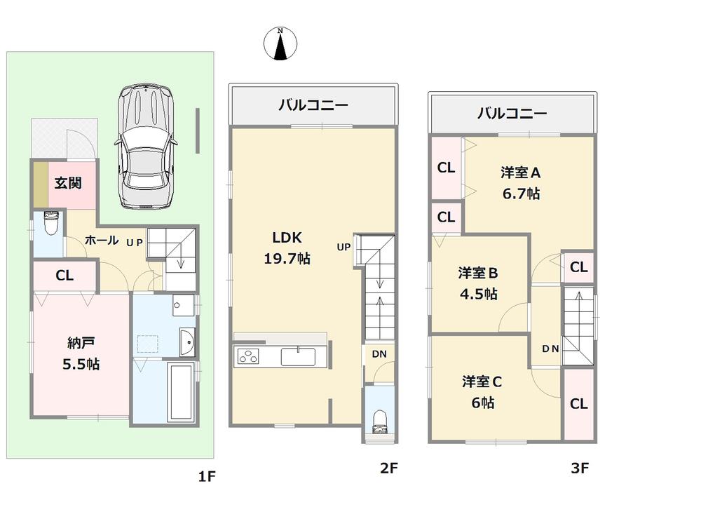 Floor plan. (plan), Price 26,800,000 yen, 3LDK+S, Land area 68.11 sq m , Building area 109.88 sq m