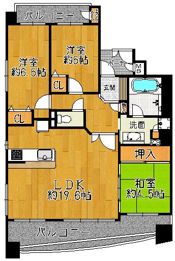Floor plan. 3LDK, Price 23.8 million yen, Occupied area 78.06 sq m , Balcony area 18.96 sq m