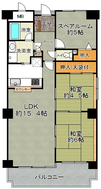 Floor plan. 2LDK + S (storeroom), Price 15.8 million yen, Occupied area 72.45 sq m , Balcony area 9.14 sq m