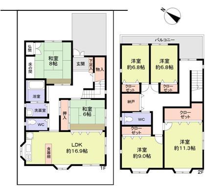 Floor plan. 65,800,000 yen, 6LDK + S (storeroom), Land area 170.71 sq m , Building area 195.37 sq m