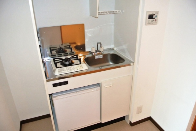 Kitchen. Compact is a fridge