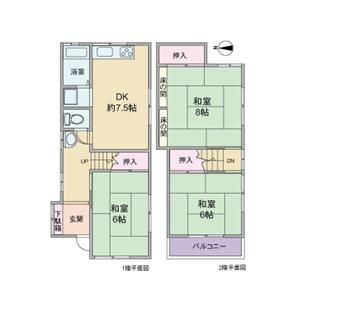Floor plan. 9.8 million yen, 3DK, Land area 59.86 sq m , Building area 64.26 sq m floor plan