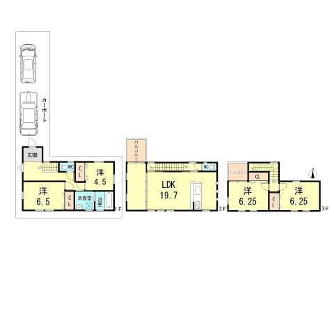 Floor plan. 26,800,000 yen, 4LDK, Land area 89.04 sq m , Building area 105.77 sq m