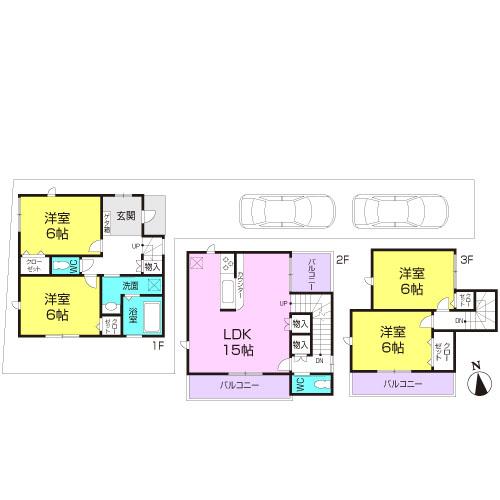 Floor plan. 33,800,000 yen, 4LDK, Land area 99.75 sq m , Building area 97.71 sq m 2 No. land