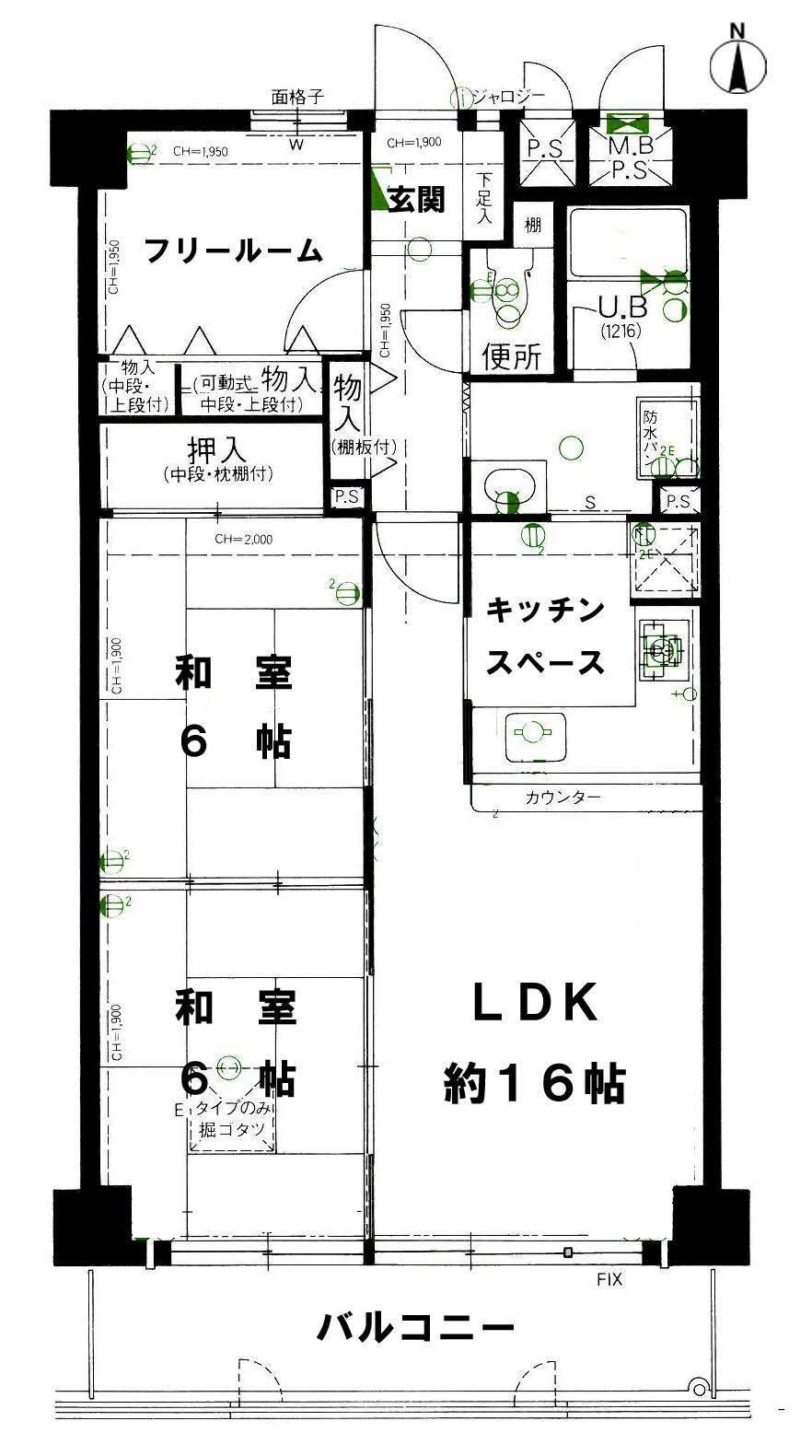 Floor plan. 2LDK + S (storeroom), Price 14.8 million yen, Footprint 66 sq m , Balcony area 9 sq m
