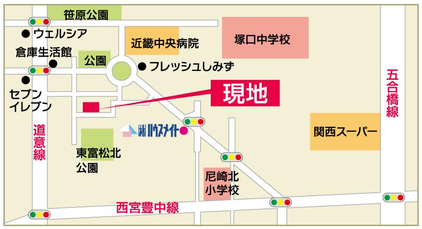 Local guide map. Amagasaki Tomatsujo-cho 3-chome, 26-25