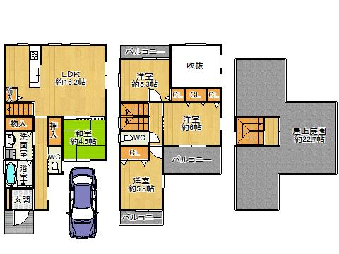 Other. Reference plan view with rooftop garden 4LDK, Site area, 91.94 sq m  Building area, 98.81 sq m