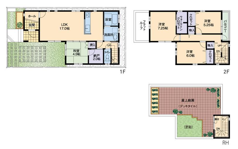 Other.  [A house with a sky deck] Installing a 2 Pledge of closet on the first floor. Convenient to accommodate those big, such as vacuum cleaners and fans!  26-Pledge-sized rooftop garden, You can also enjoy the home garden. (No. 63 land model house plans)