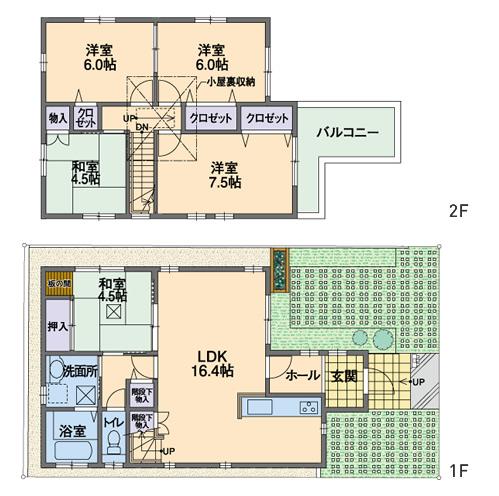 Other.  [A good friend of the house or open and close or] First floor and plans with a calm in which a Japanese-style room each on the second floor.  Perfect for children's room because the second floor of the Western-style room is connected by a sliding door! (No. 106 land model house plans)