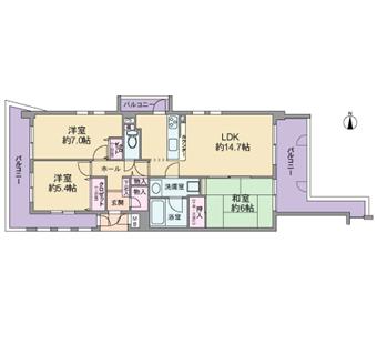 Floor plan. 3LDK, Price 11.6 million yen, Occupied area 73.06 sq m , Balcony area 22.03 sq m floor plan