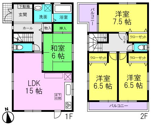 Floor plan. 32,800,000 yen, 4LDK, Land area 118.58 sq m , Building area 99.63 sq m