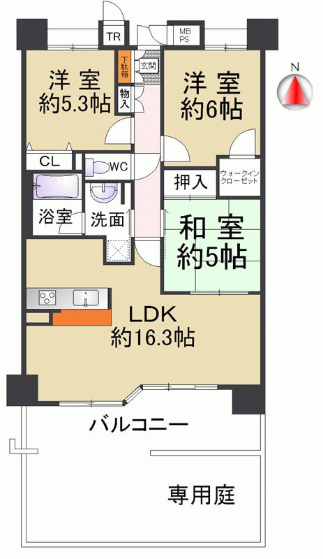 Floor plan. 3LDK, Price 29,800,000 yen, Occupied area 71.58 sq m , Balcony area 11.17 sq m LDK is relaxed about 16.3 Pledge This room enjoy gardening in private garden