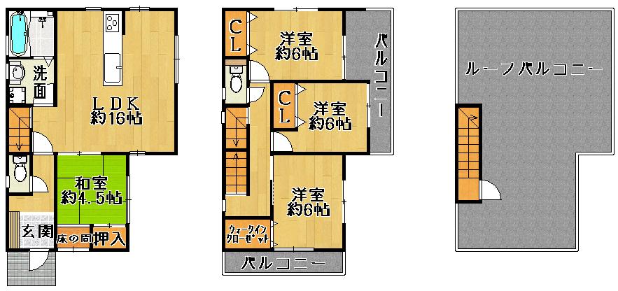 Floor plan. (No. 3 locations), Price 31,300,000 yen, 4LDK, Land area 90.13 sq m , Building area 96.79 sq m