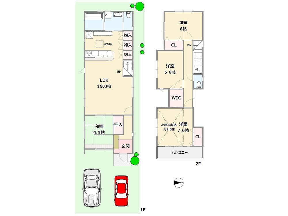 Floor plan. 39,800,000 yen, 4LDK, Land area 102.69 sq m , Building area 101.73 sq m parallel parking two possible