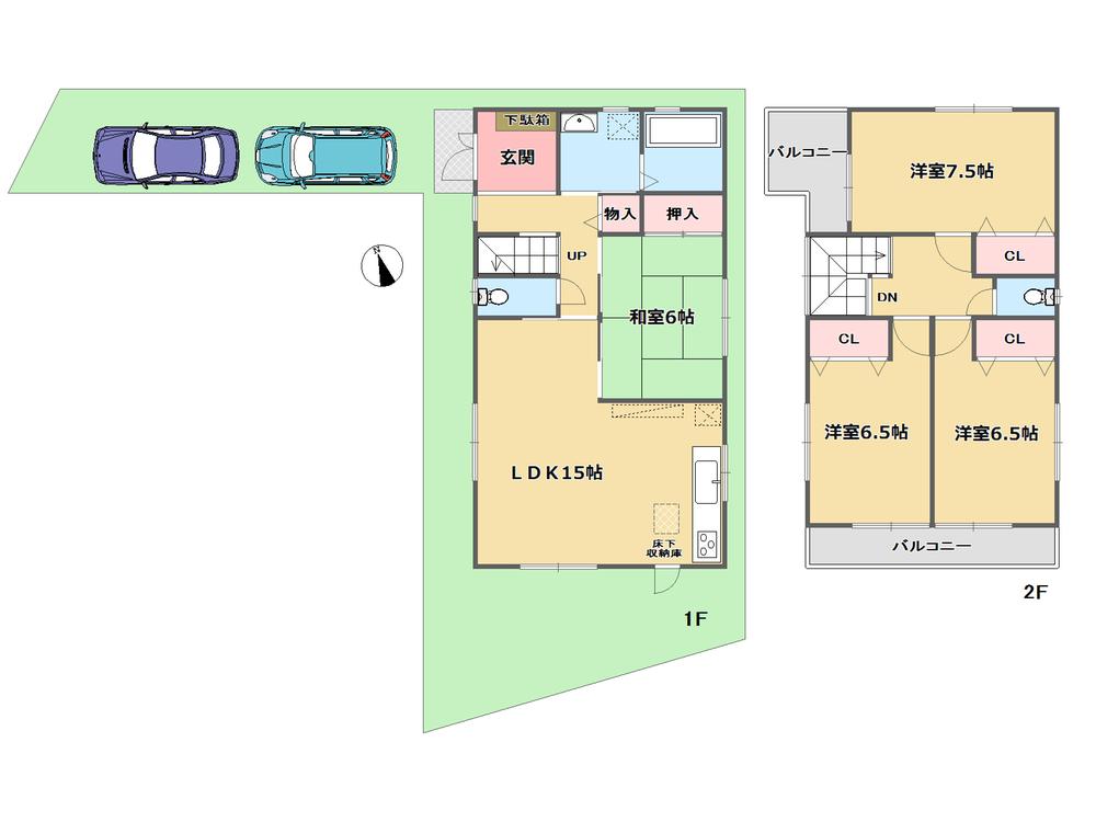 Floor plan. (No. 3 land plan), Price 32,800,000 yen, 4LDK, Land area 118.58 sq m , Building area 99.63 sq m