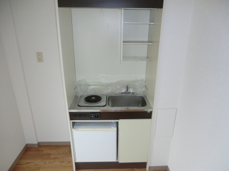 Kitchen. It is with a refrigerator