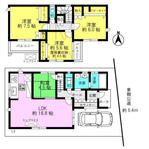 Floor plan. 33,800,000 yen, 4LDK, Land area 93.19 sq m , Building area 99.98 sq m
